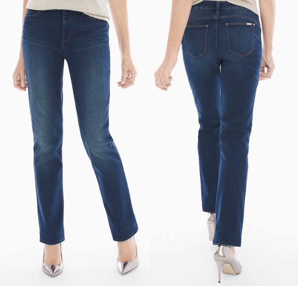 Chico's Jeans Woman Size 2S/12 Denim So Lifting Straight Leg Button Fly 5-Pocket